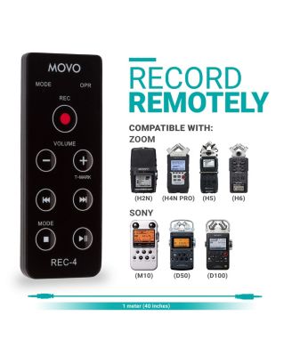 REC-4 Wired Remote Control for Zoom H2n, H4n Pro, H5 & H6 Portable Digital Handy Recorders