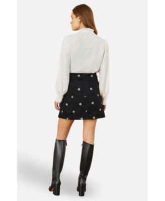 Women's Flower Embroidered Cord Mini Skirt