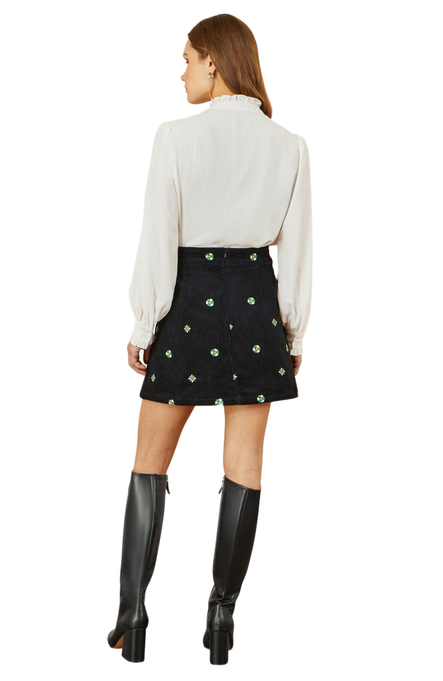 Women's Flower Embroidered Cord Mini Skirt