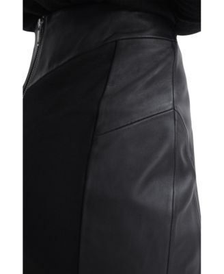 Women's Leather High Rise Midi Skirt