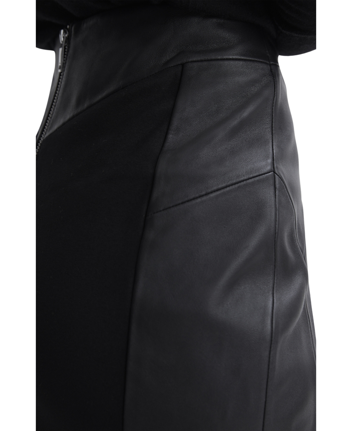 Reiss Women's Leather High Rise Midi Skirt In Black