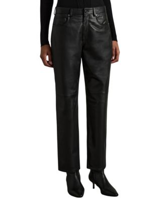 Women's Leather Slim-Leg Pants