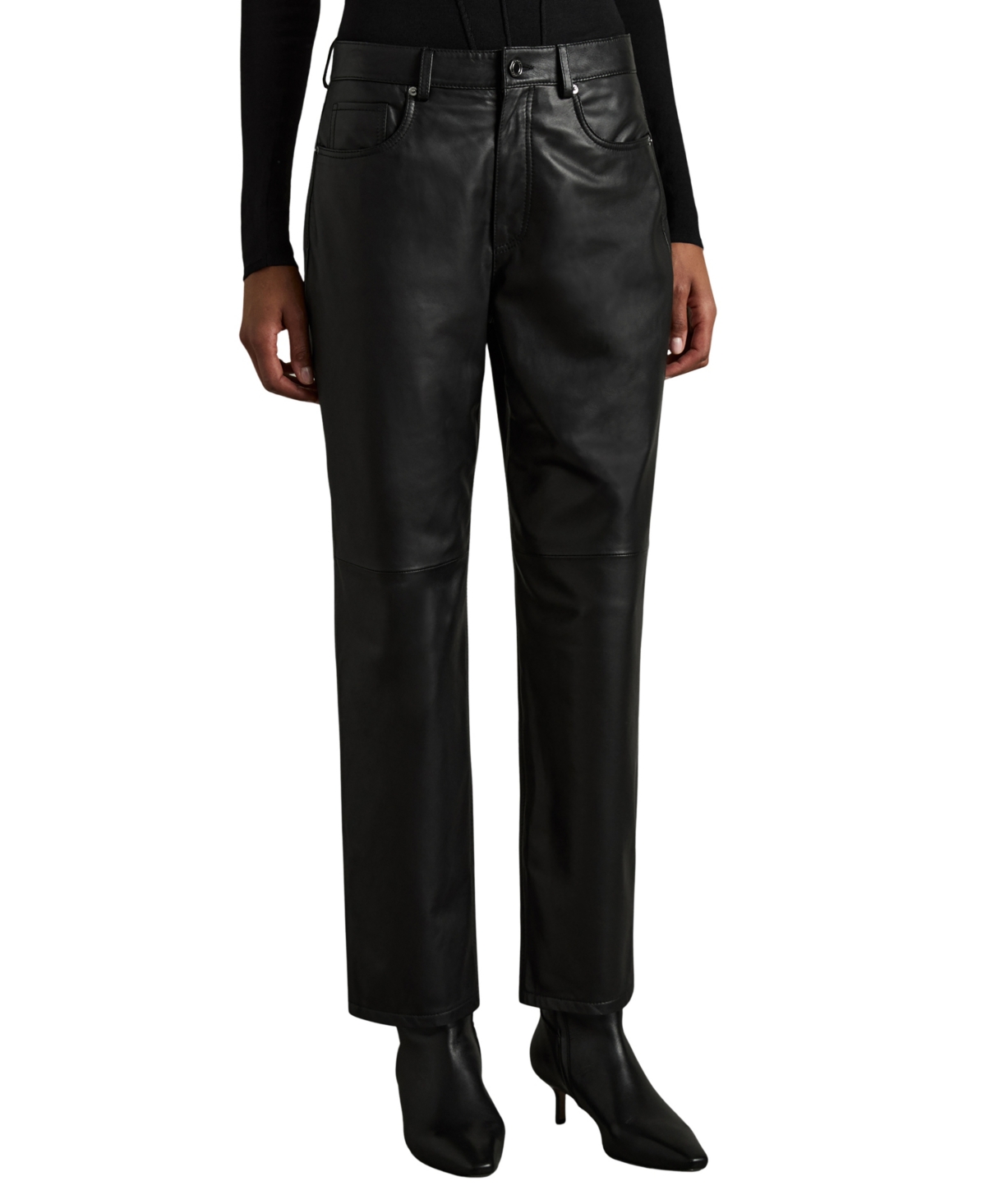 Reiss Women's Leather Slim-Leg Pants