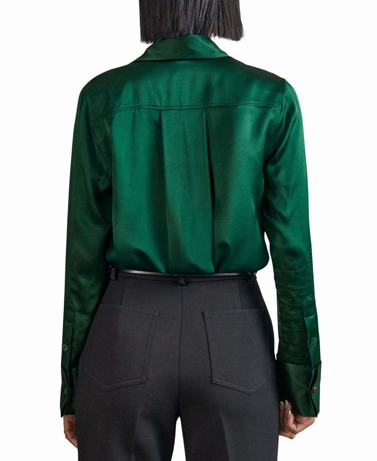 Reiss Ameira Silk Satin Shirt In Green