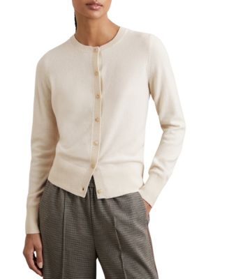 REISS - Women's Wool-Blend Crew-Neck with Cashmere Cardigan Sweater