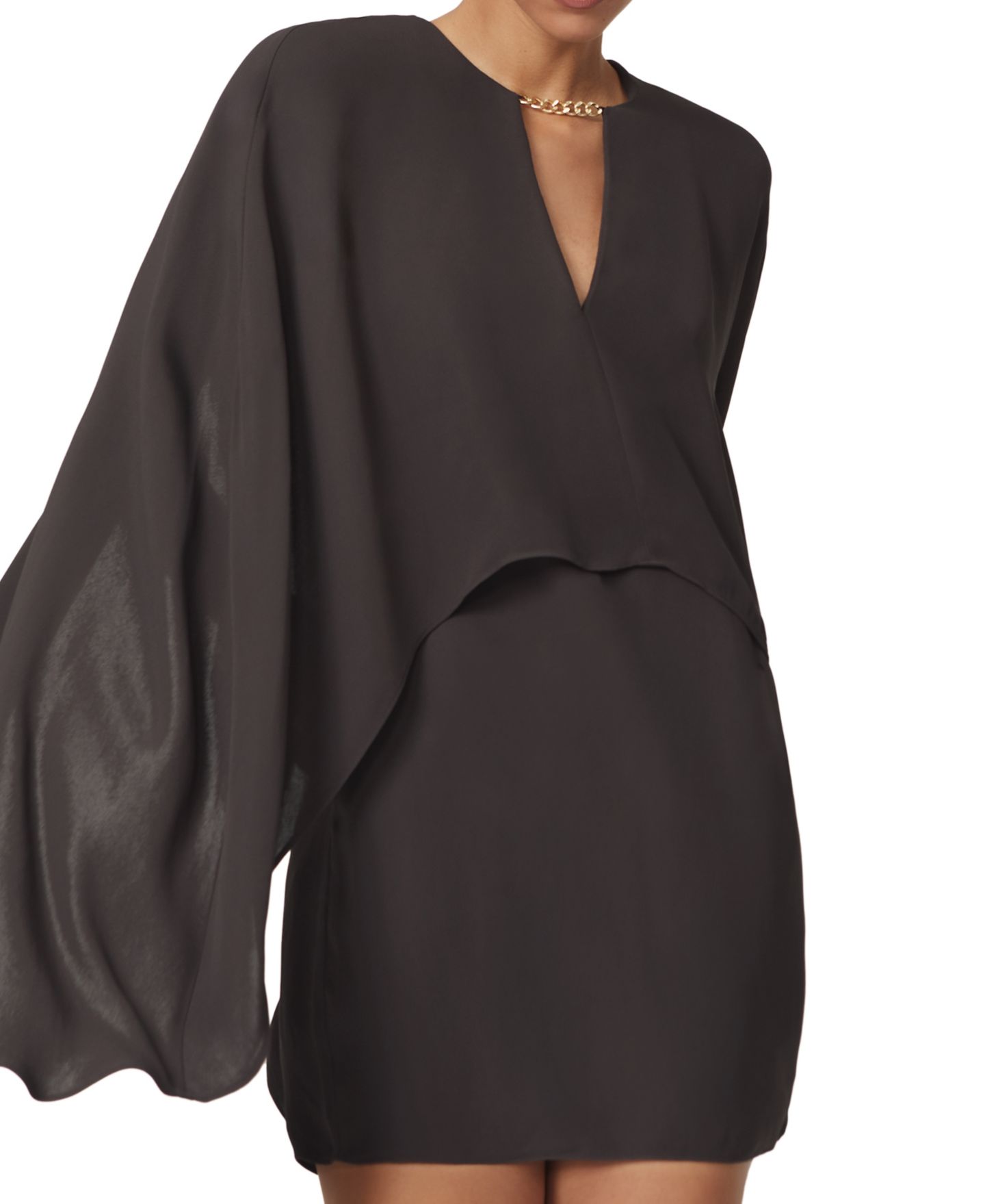 Женское платье REISS Cassidy Chain-Detail Cape Mini, цвет: Виноградный — фото 1