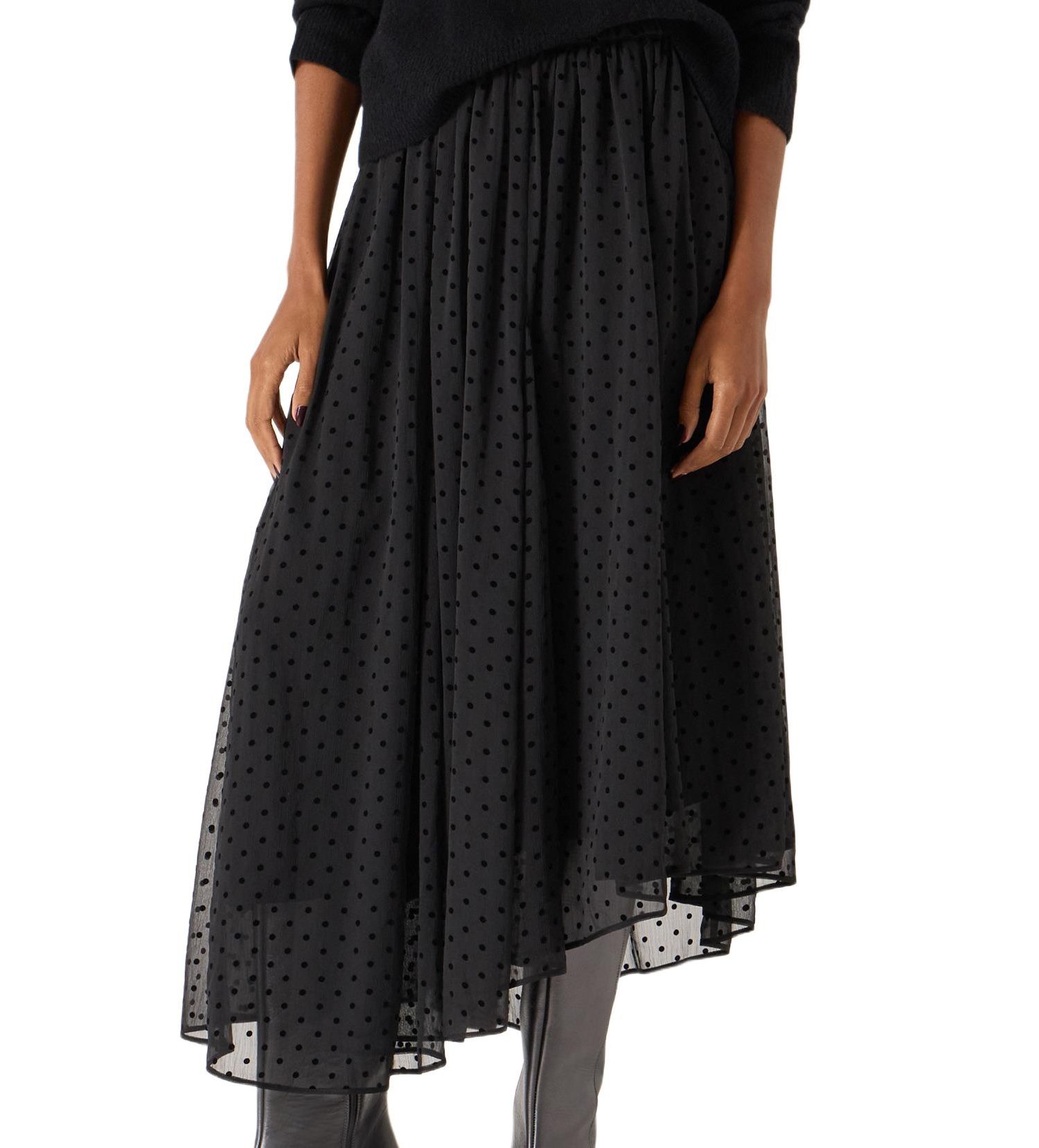 Women's Asymmetrical Flocked Spot Skirt
