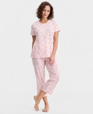 Women's 2-Pc. Cotton Printed Cropped Pajamas Set, Created for Macy's