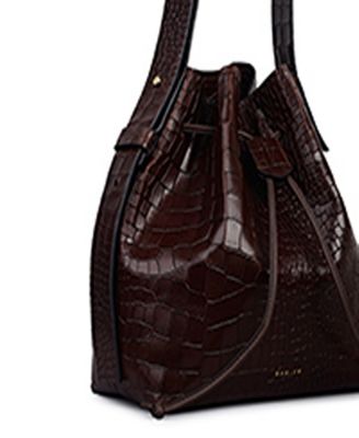 York Mews Faux Croc Small Drawstring Shoulder Bag