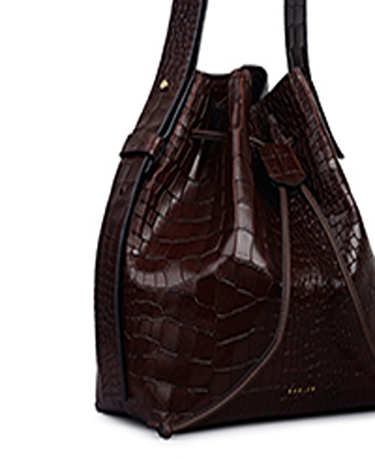 Radley London York Mews Faux Croc Small Drawstring Shoulder Bag In Burgundy