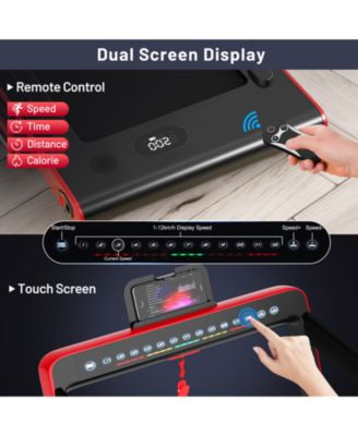 2-in-1 Electric Motorized Health and Fitness Folding Treadmill with Dual Display and Speaker