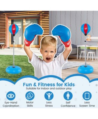 Adjustable Punching Bag with Stand and Boxing Gloves for Both Adults and Kids