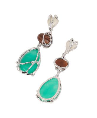 Women's The Veined-Teardrop Drop Earrings - Metallic Silver