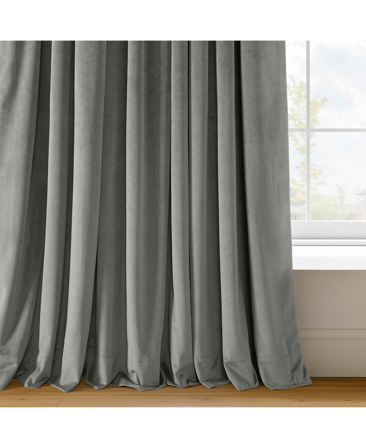 Half Price Drapes Silver Grey Signature Velvet Blackout Curtain