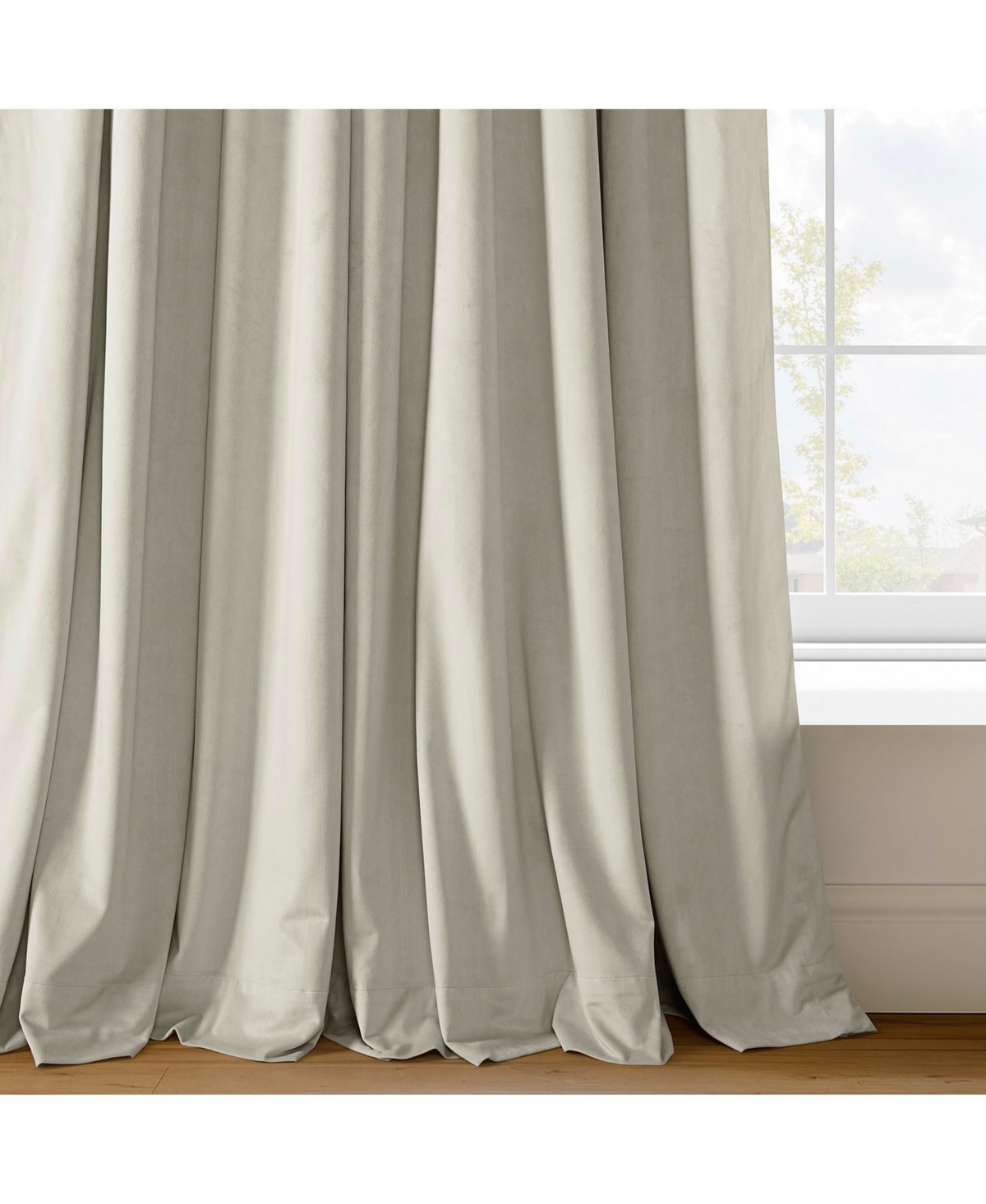 Half Price Drapes Porcelain White Signature Velvet Blackout Curtain