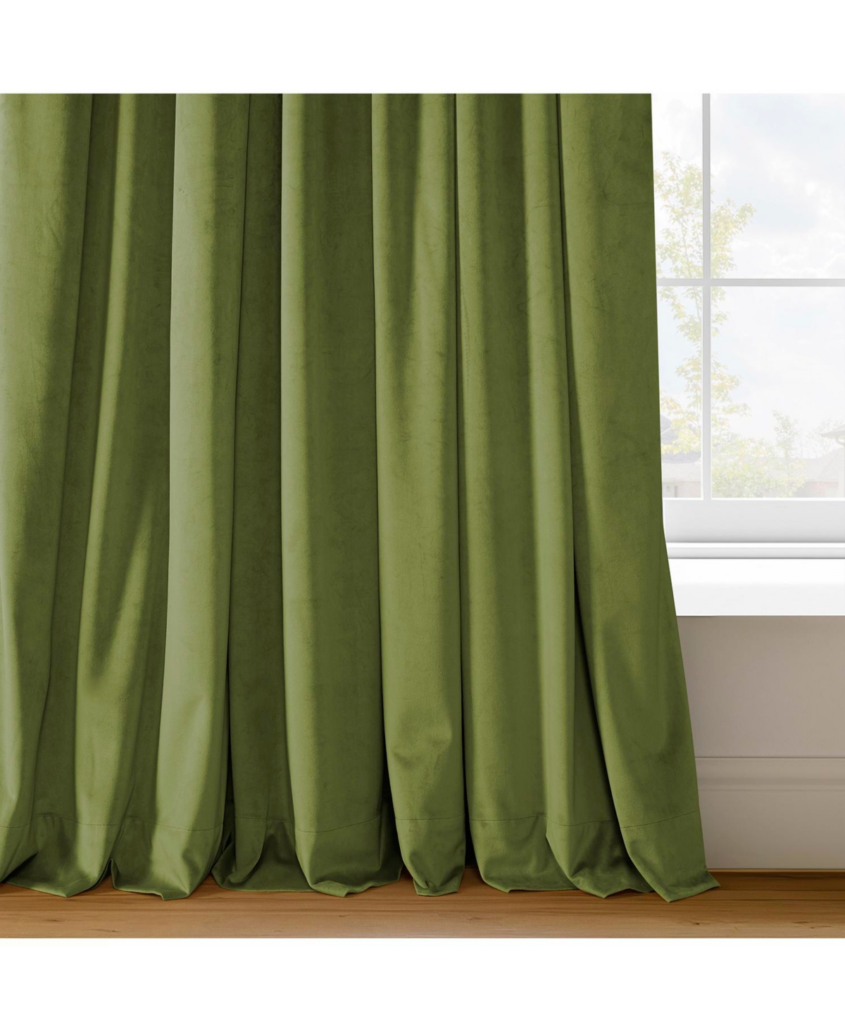 Half Price Drapes Basque Green Signature Velvet Blackout Curtain