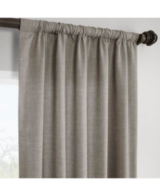 Fossil Grey Italian Faux Linen Room Darkening Curtain