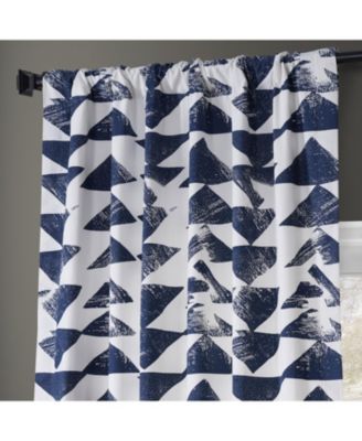 Triad Indigo Geometric Printed Cotton Room Darkening Curtain