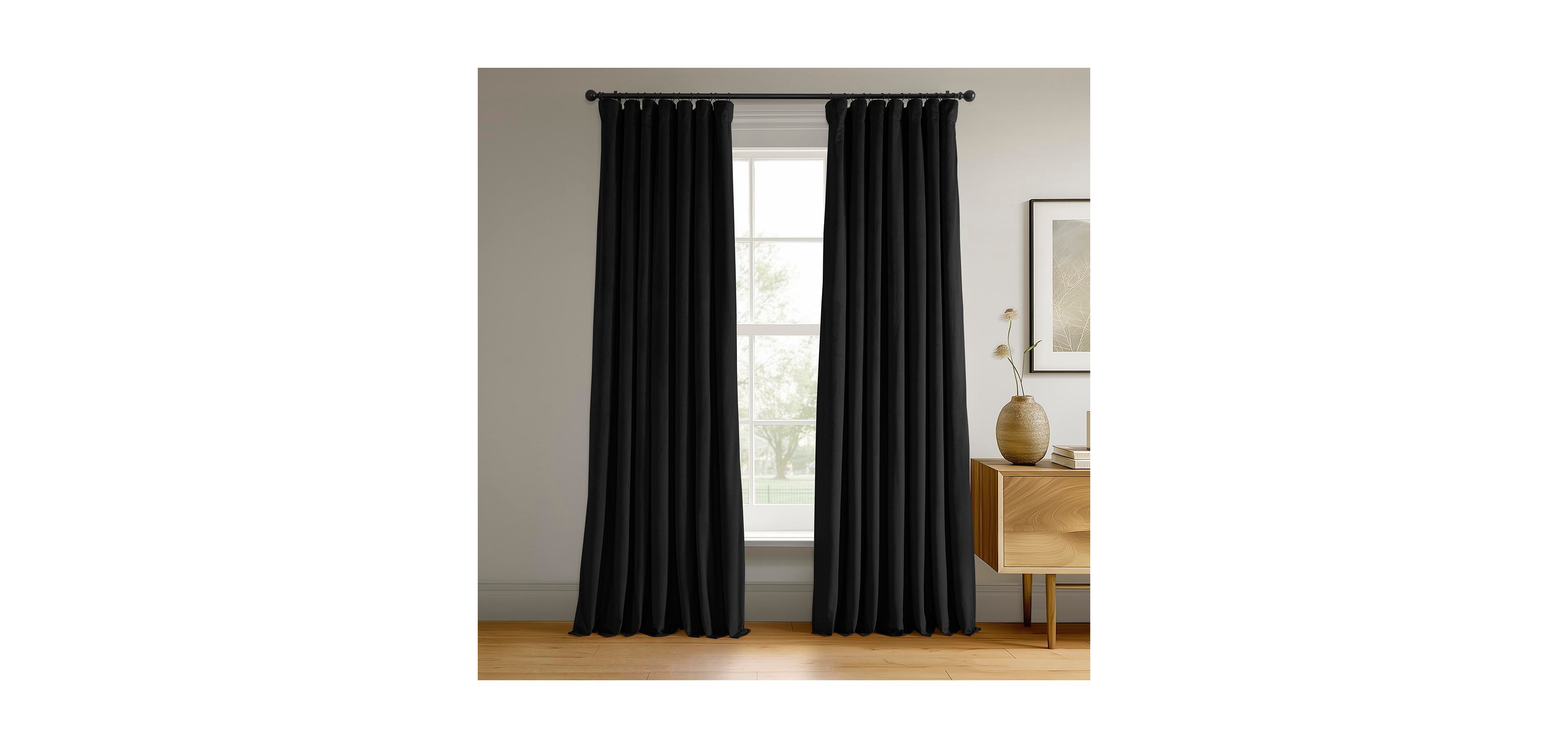 Half Price Drapes Warm Black Signature Velvet Blackout Curtain