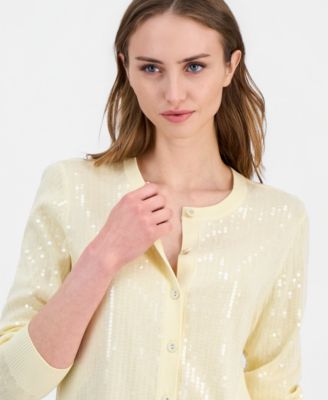 Women's Button-Front Sequin Cardigan