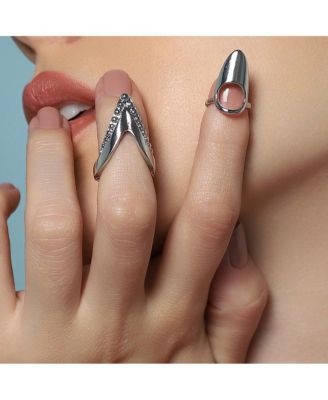 Women's The Piercer Nail Rings - Metallic Silver (Set Of 2)