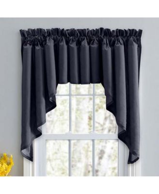 Ellis Stacey 3" Rod Pocket High Quality Fabric Solid Color Window Lined Swag Set 126"x36" Navy