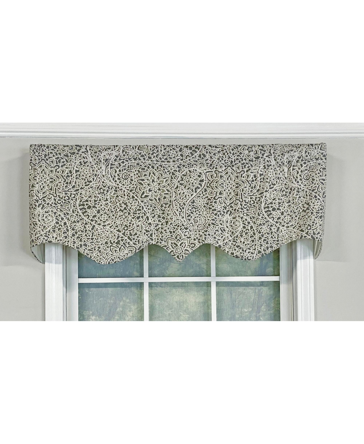 Rlf Home Stella Paisley Regal Valance Navy. 3" Rod Pocket 50"W x 17"L