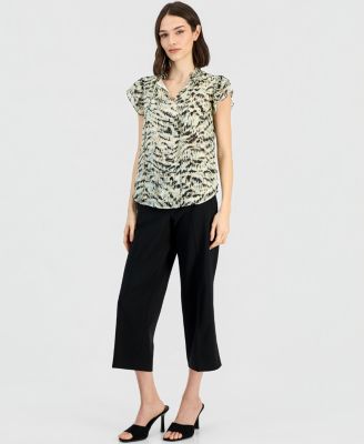 Women's Ruffle-Sleeve Tie-Neck Blouse