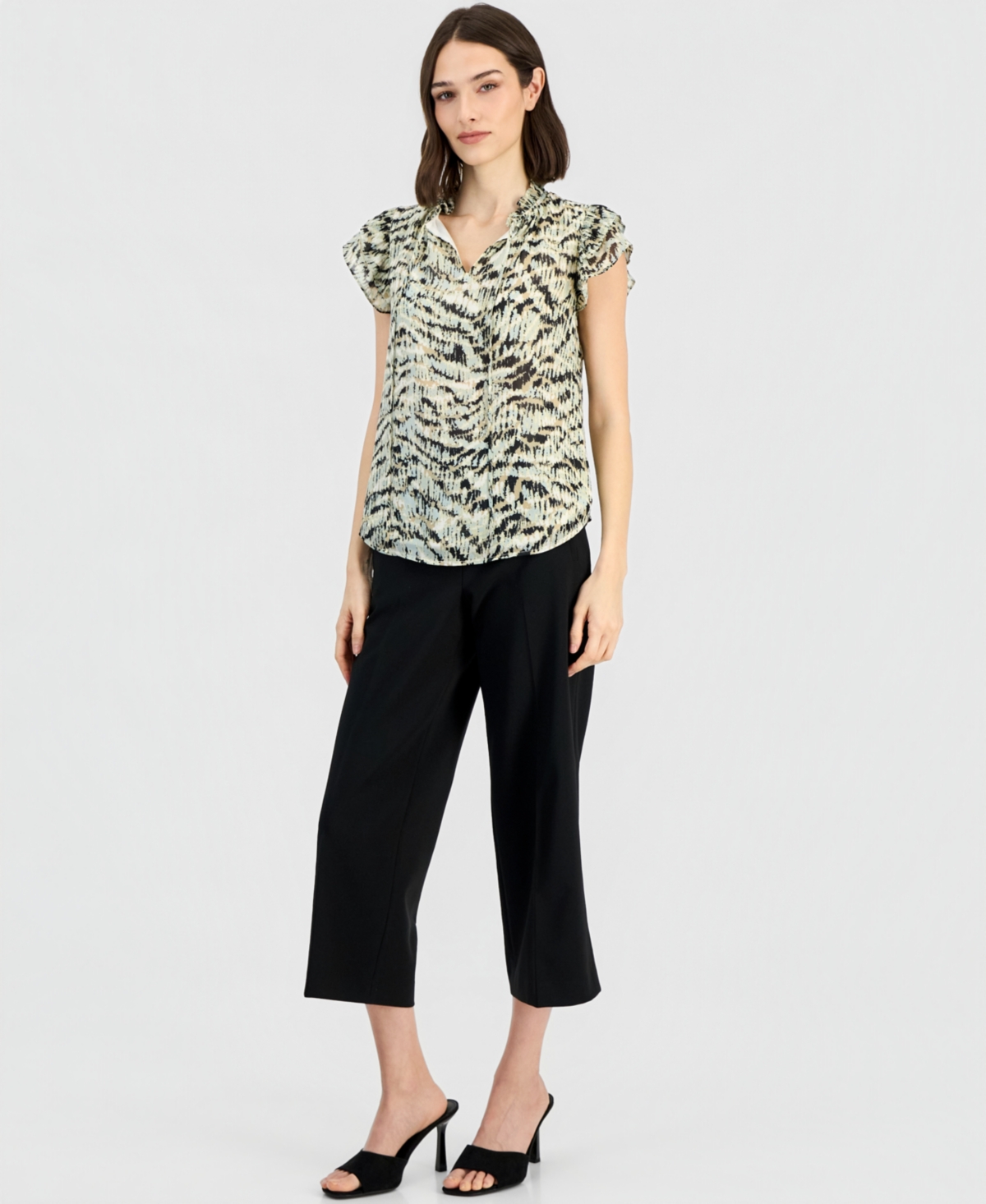 Anne Klein Women's Ruffle-Sleeve Tie-Neck Blouse