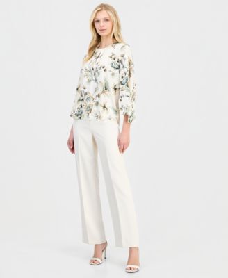 Women's Keyhole-Front Bell-Sleeve Top