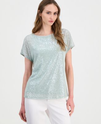 Women's Short-Sleeve Sequin Top