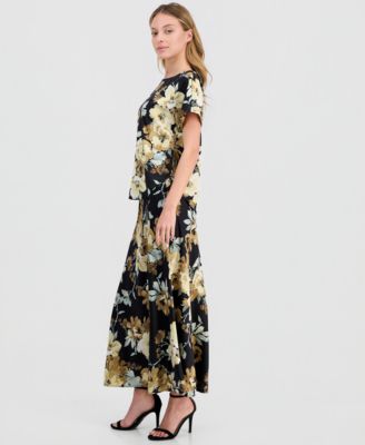 Women's Floral-Print Pull-On Flared Skirt