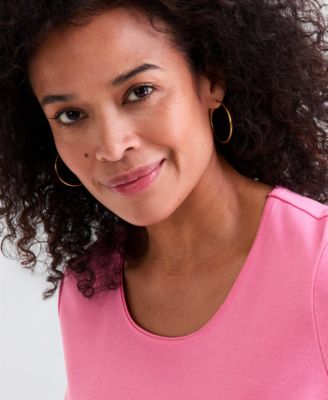 Petite Cotton Scoop-Neck Short-Sleeve Top