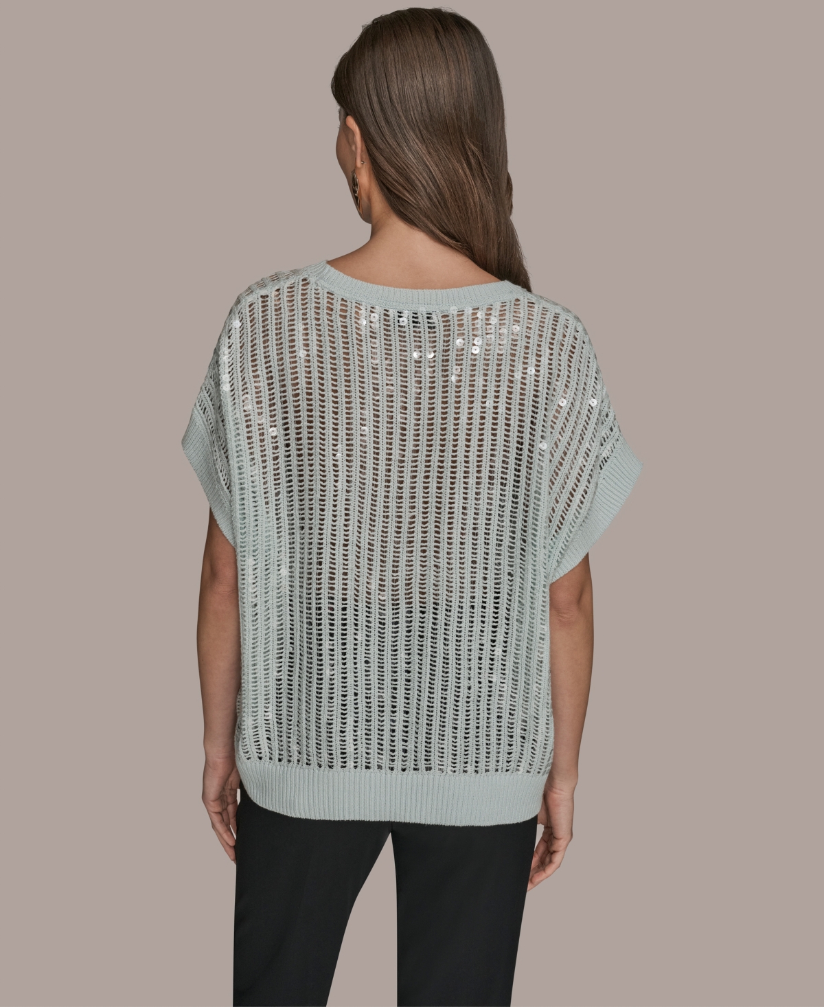 Donna Karan New York Women's Short-Sleeve Crewneck Sweater