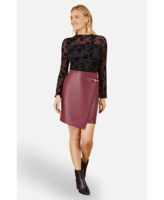 Women's Flocked Floral Stretch Mesh Top