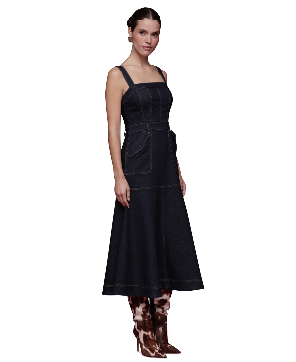 Avec Les Filles Women's Denim Midi Dress In Blue