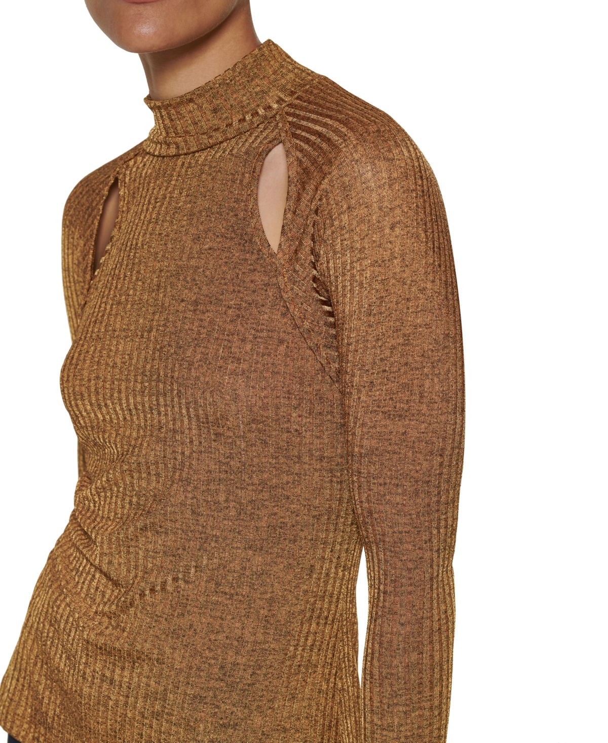 Dkny Petite Long-sleeve Tie Neck Blouse In Brown