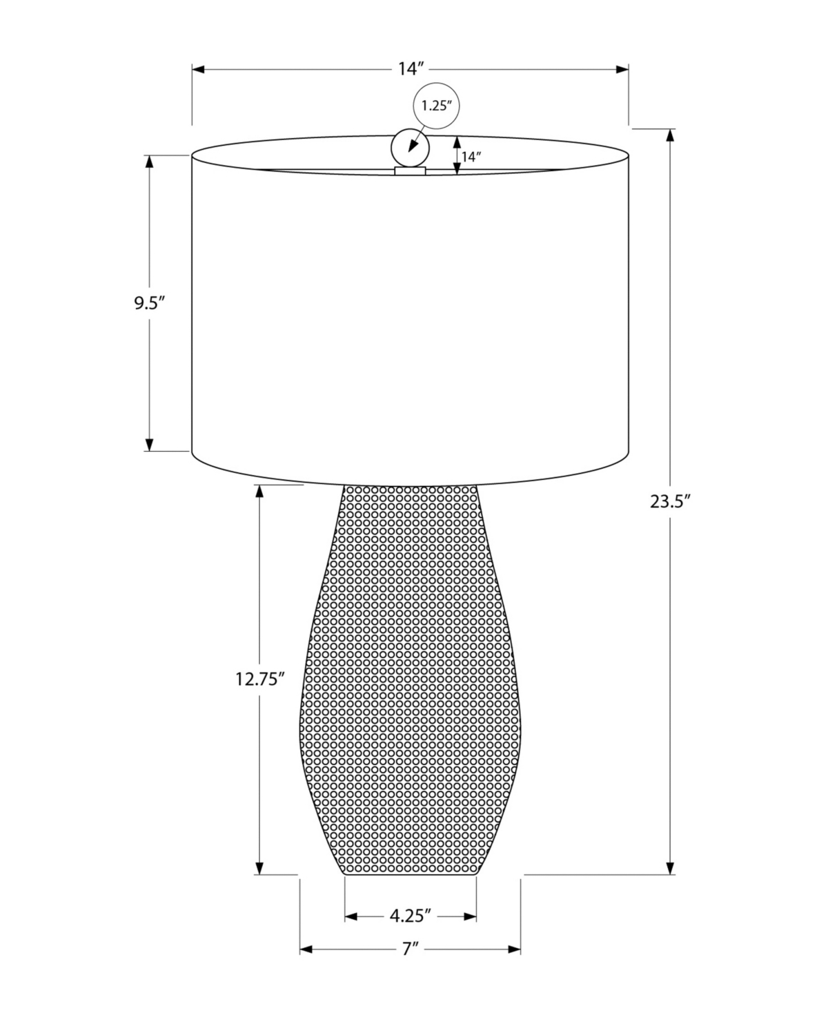 Monarch Specialties Lighting 24" Metal Table Lamp