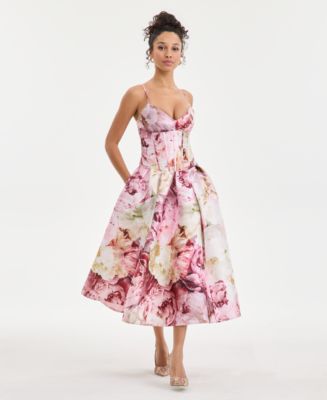 KATIA RAE Juniors' Floral Print Corset Sleeveless Midi Dress - Macy's