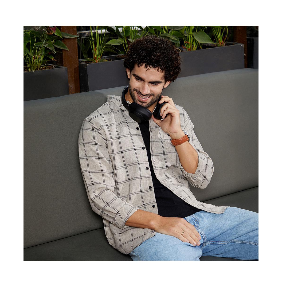 Campus Sutra Men's Coin Grey BiGraph-Check Shirt