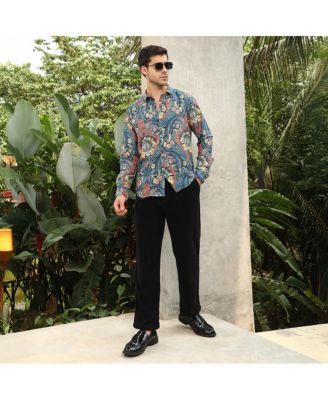 Men's Aegean Blue Floral-Opulance Shirt