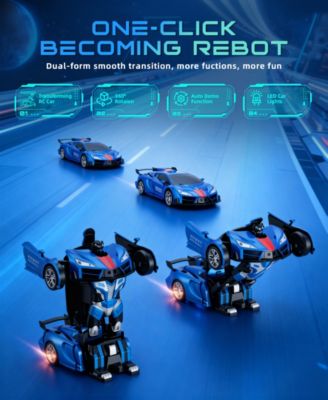 1:18 RC Transforming Robot Car with One-Click Deformation, 2.4GHz RC Car with LED Lights, 360&deg; Rotation & Demo Mode