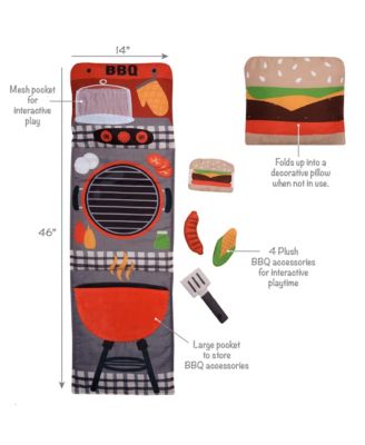 Interactive 2-n-1 Soft Toddler Hamburger/Barbeque Pillow Play Set