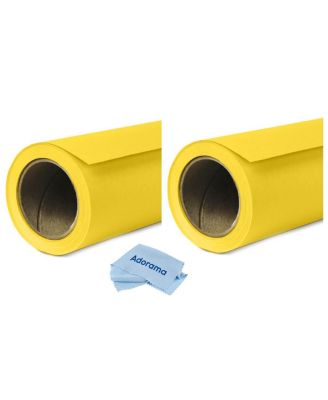 2 Pack Widetone Seamless Background Paper, 86" wide x 36' Canary, 38 - With Microfiber Cleaning Cloth