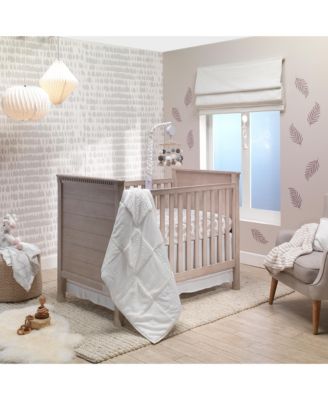 Baby Signature Taupe Leaves Print Organic Cotton Fitted Crib Sheet