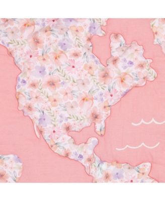 Girls Rule the World Pink Floral 4-Piece Baby Crib Bedding Set
