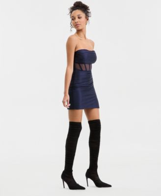 Juniors' Strapless Glitter-Knit Bodycon Dress