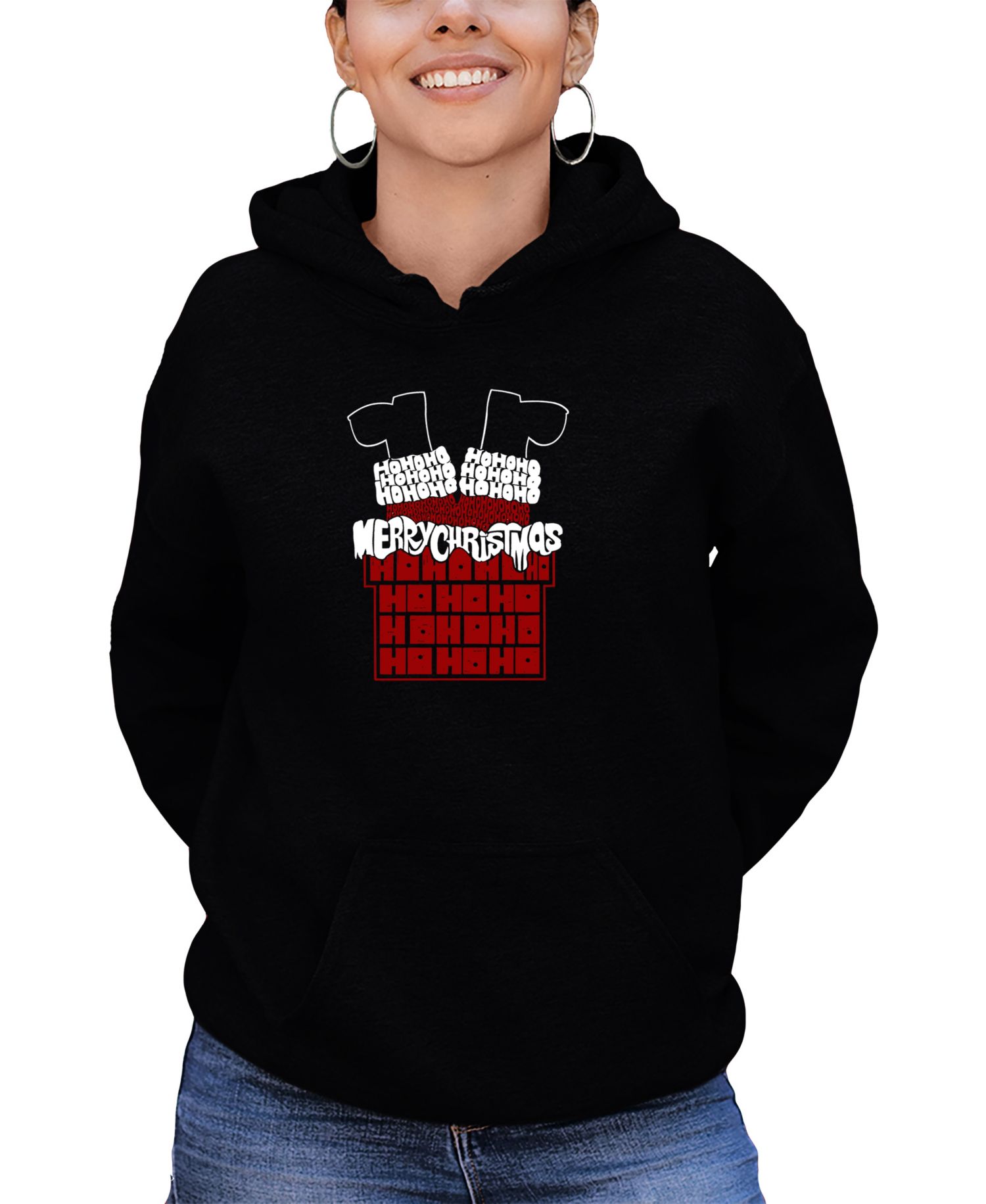 Women's Chimney Santa Word Art Long-Sleeve Sweatshirt