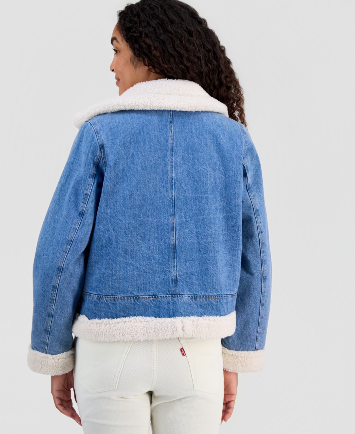 Женская куртка Levi's Denim Laydown Collar Moto, цвет: Средняя варка джинсовый — фото 4