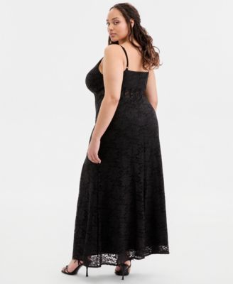 Trendy Plus Size Glitter Lace Spaghetti-Strap Gown